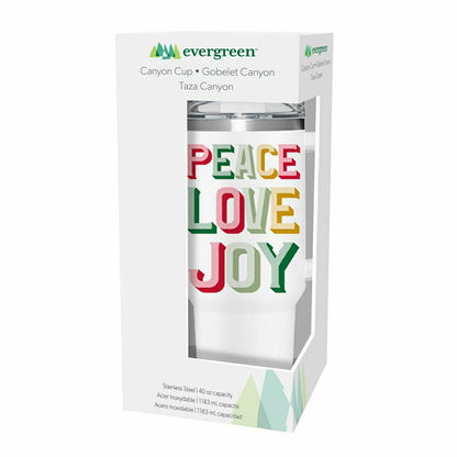 Heartfelt Cheer Tumbler Stainless-Steel Canyon Cup w/ Straw, Peace Lov | Plow & Hearth