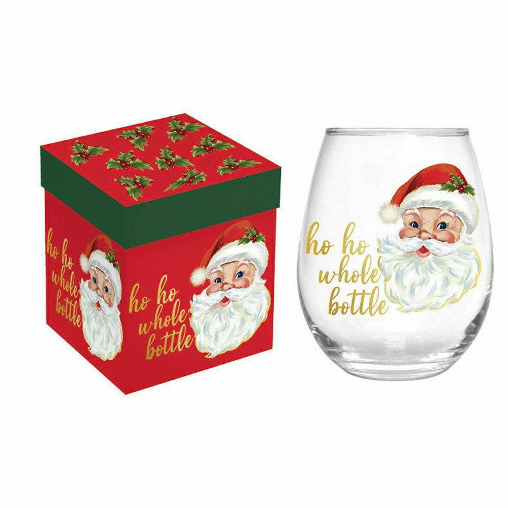 Christmas Vacation Wine Glass Stemless Glass, Ho Ho Whole Bottle, 17oz | Plow & Hearth
