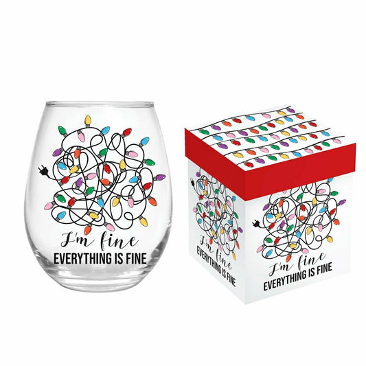 Twas The Night Wine Glass Stemless Glass, It's Fine, 17oz, Gift Box | Plow & Hearth