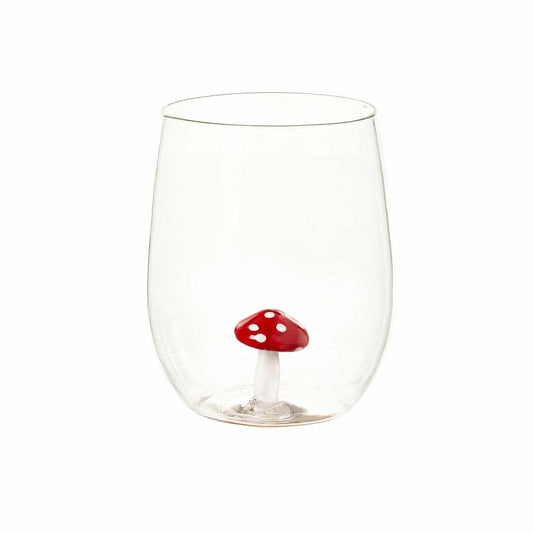 Garden on Wonder Wine Glass Stemless Figurine Glass, Mushroom, 17oz, G | Plow & Hearth