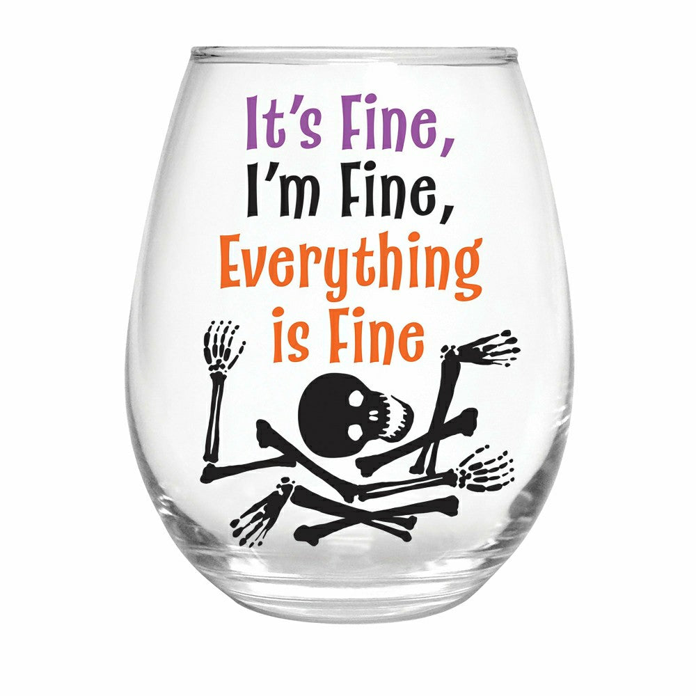 Haunted House Skeleton It's Fine I'm Fine Everything Is Fine Stemless  | Plow & Hearth