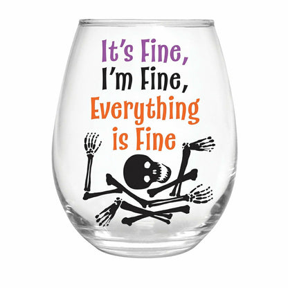 Haunted House Skeleton It's Fine I'm Fine Everything Is Fine Stemless  | Plow & Hearth