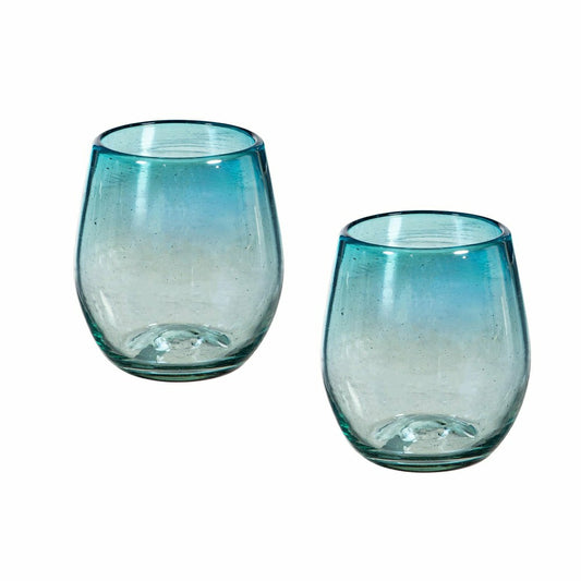 Bambeco Aqua Luster Stemless Glass, 14oz | Plow & Hearth