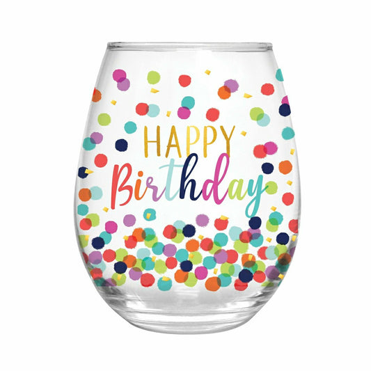 17 OZ Stemless Glass w/Box, Happy Birthday | Plow & Hearth