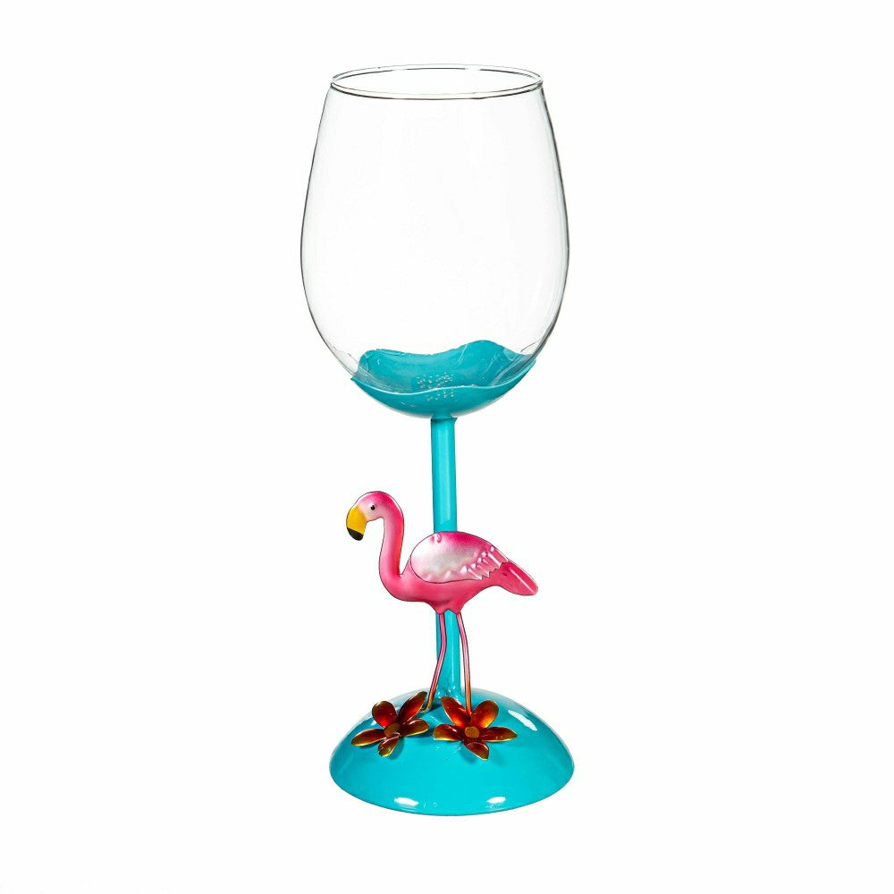 Flamingo Coastal Wine Glass, 17oz, Gift Box | Plow & Hearth