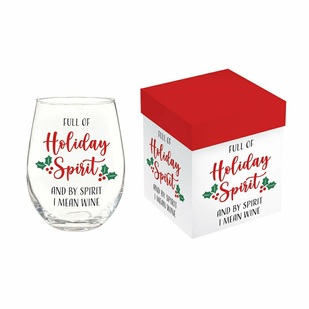 Christmas Vacation Wine Glass Stemless Glass, Holiday Spirit, 17oz, Gi | Plow & Hearth