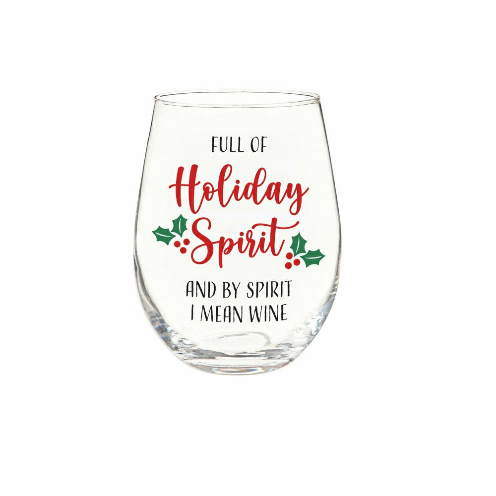 Christmas Vacation Wine Glass Stemless Glass, Holiday Spirit, 17oz, Gi | Plow & Hearth