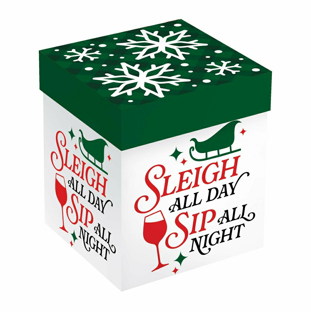Twas The Night Wine Glass Stemless Glass, Sleigh All Day, 17oz, Gift B | Plow & Hearth