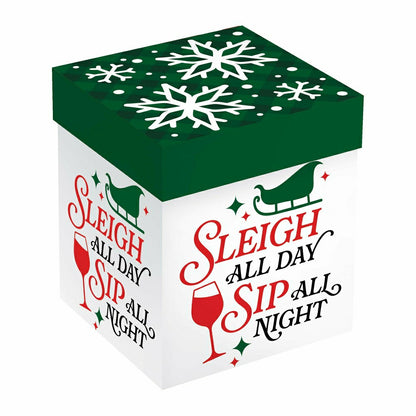 Twas The Night Wine Glass Stemless Glass, Sleigh All Day, 17oz, Gift B | Plow & Hearth
