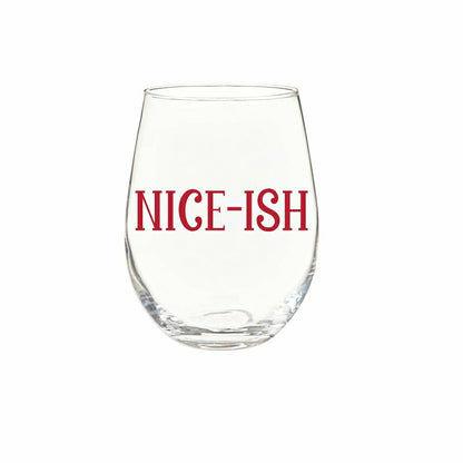 Twas The Night Wine Glass Stemless Glass, Nice-Ish, 17oz, Gift Box | Plow & Hearth
