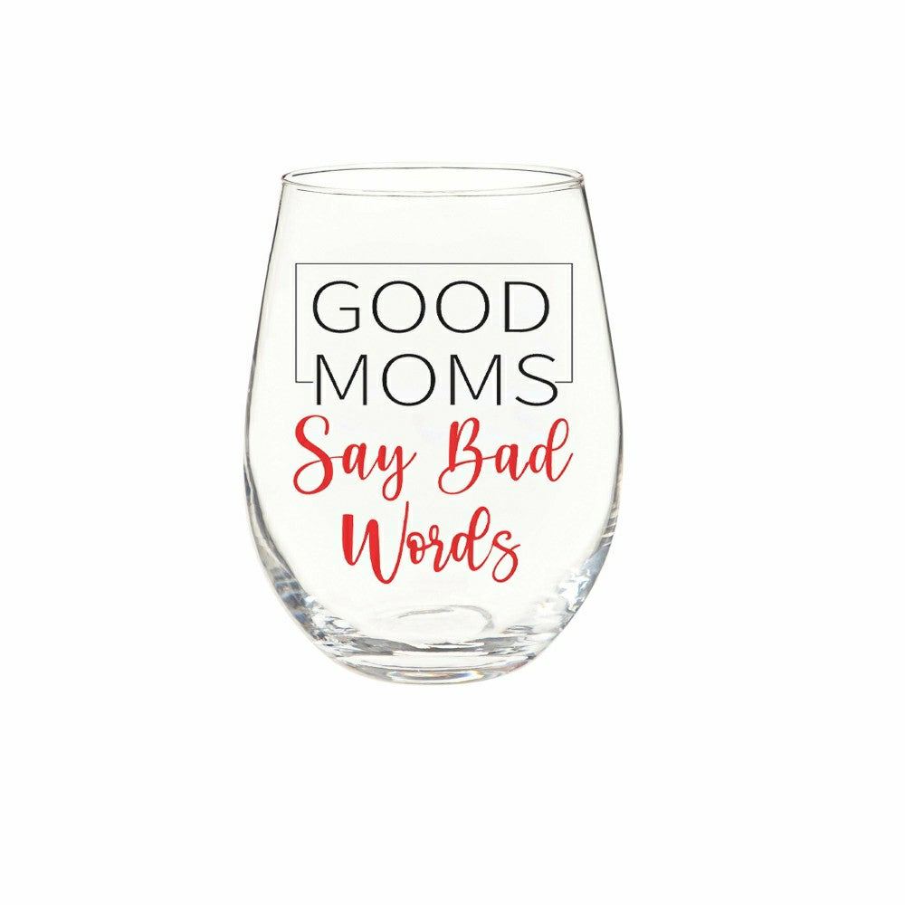 Wine Glass Stemless Glass, Good Moms, 17oz, Gift Box | Plow & Hearth