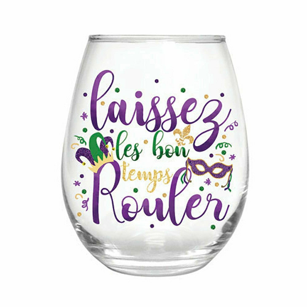 17 OZ Stemless Glass w/Box, Laissez les bon temps Rouler | Plow & Hearth