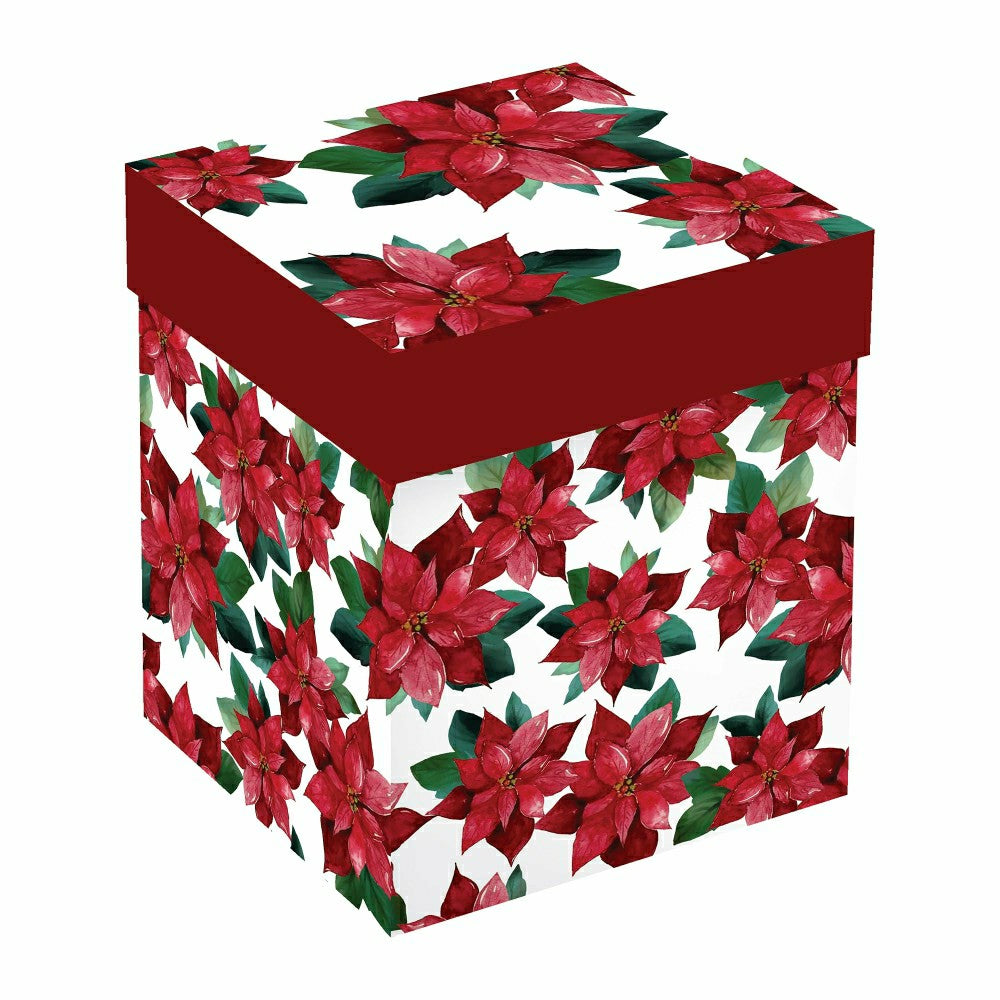 Holiday Poinsettia Wine Glass Stemless Glass, Poinsettia Bliss, 17oz,  | Plow & Hearth