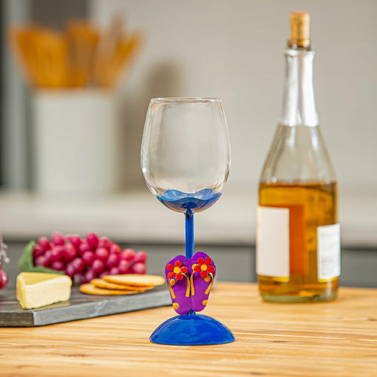 Coastal Flip Flops Wine Glass, 17oz, Gift Box | Plow & Hearth