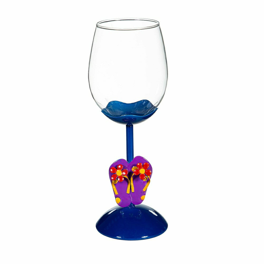 Coastal Flip Flops Wine Glass, 17oz, Gift Box | Plow & Hearth