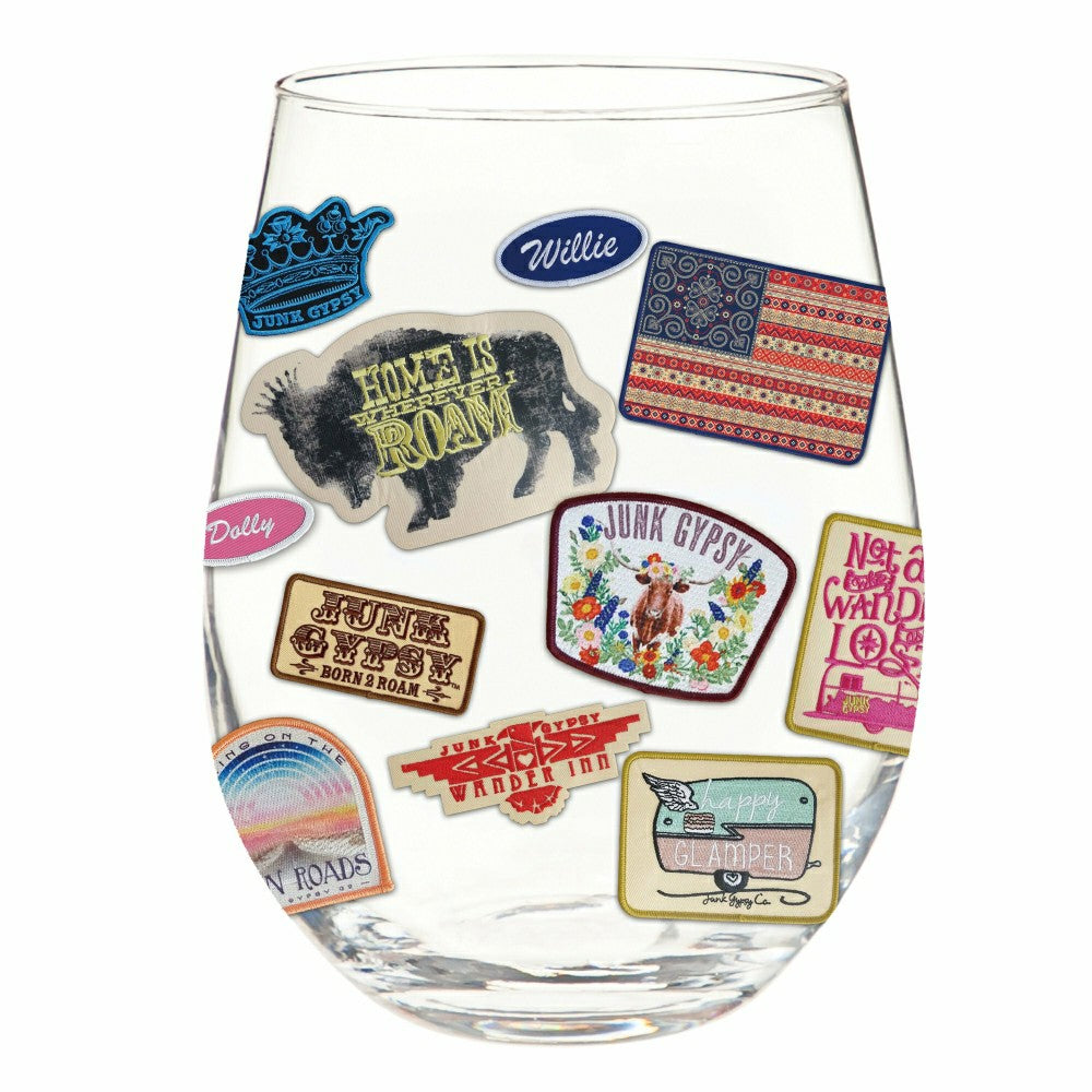 Americana BOHO by JG, Stemless Wine Glass (17oz with gift box) | Plow & Hearth