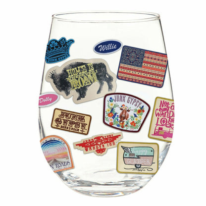 Americana BOHO by JG, Stemless Wine Glass (17oz with gift box) | Plow & Hearth