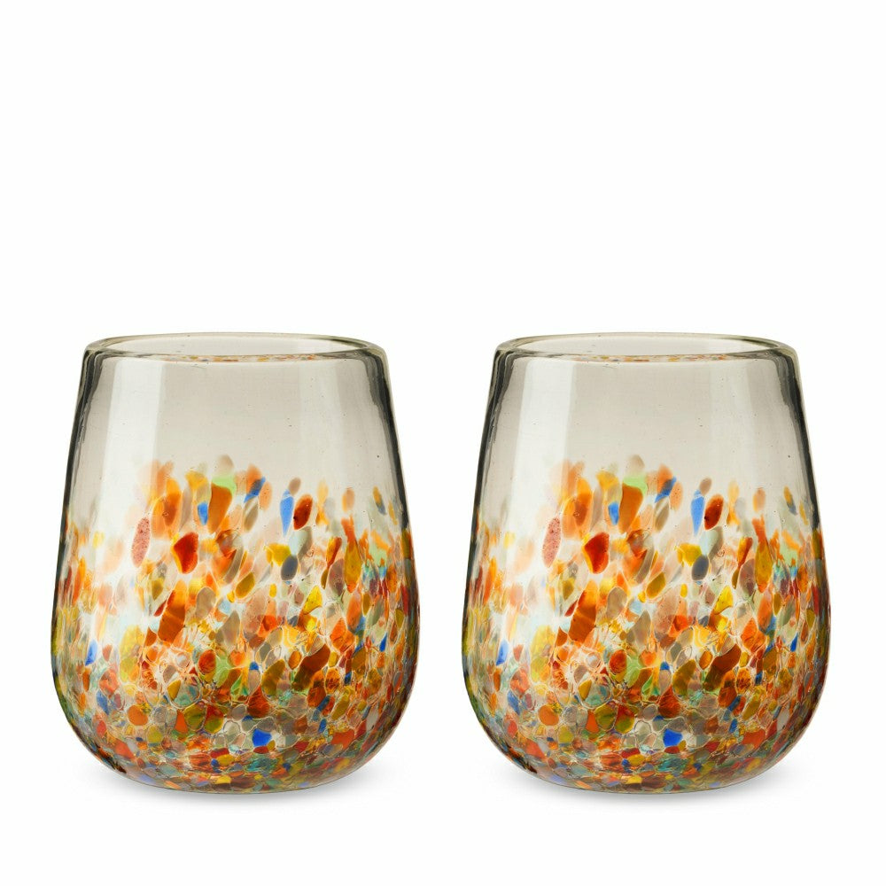 Segunda Vida Artistico Stemless Wine Glasses | Plow & Hearth