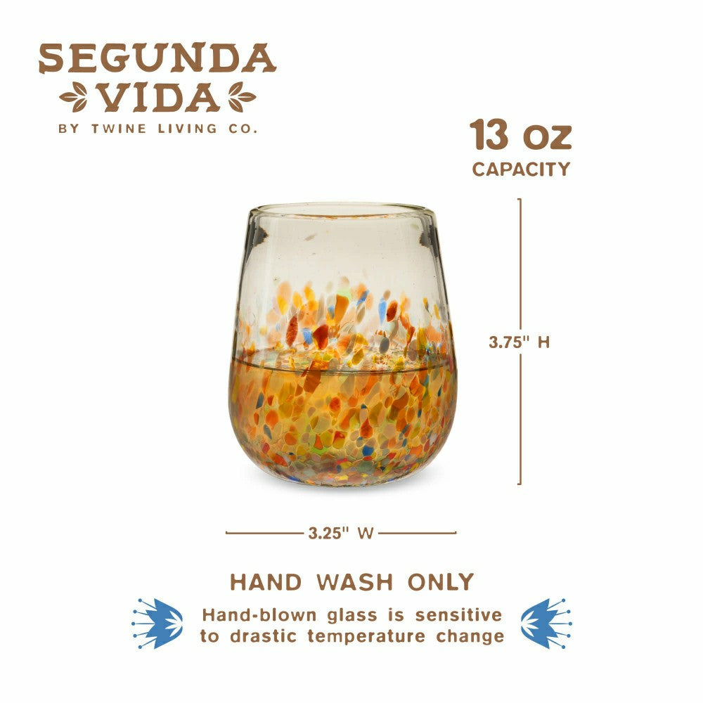 Segunda Vida Artistico Stemless Wine Glasses | Plow & Hearth