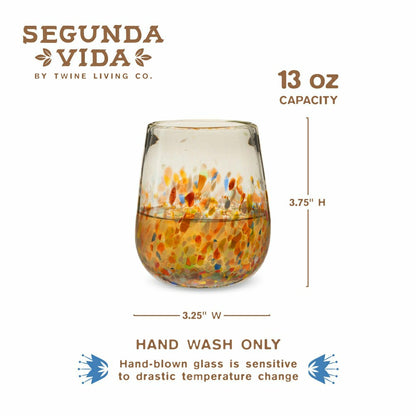 Segunda Vida Artistico Stemless Wine Glasses | Plow & Hearth