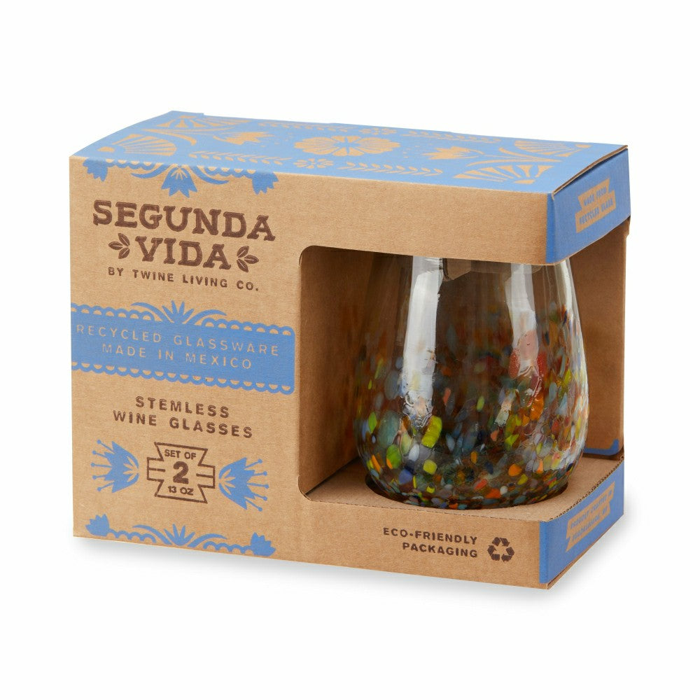 Segunda Vida Artistico Stemless Wine Glasses | Plow & Hearth