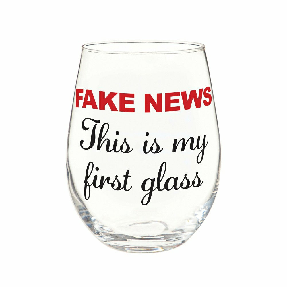 Just for Laughs Drinkware Gift Set Ceramic Cup and Wine Glass, "Fake N | Plow & Hearth