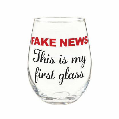 Just for Laughs Drinkware Gift Set Ceramic Cup and Wine Glass, "Fake N | Plow & Hearth