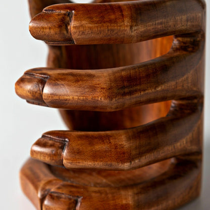 Mango Wood Hand Shaped Wine Bottle Holder | Plow & Hearth