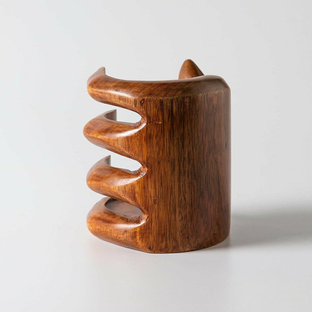 Mango Wood Hand Shaped Wine Bottle Holder | Plow & Hearth