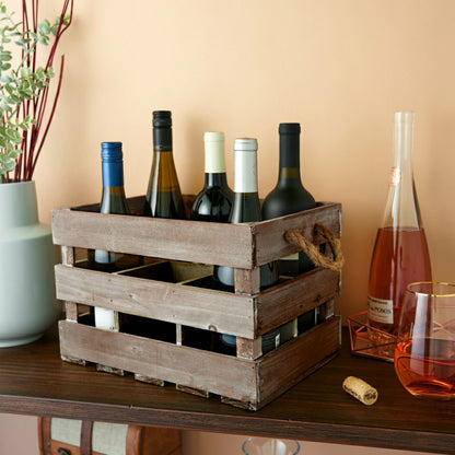 Wooden 6-Bottle Crate | Plow & Hearth