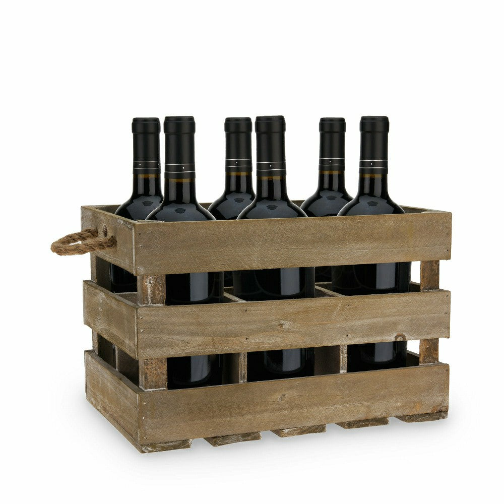 Wooden 6-Bottle Crate | Plow & Hearth