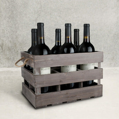 Wooden 6-Bottle Crate | Plow & Hearth