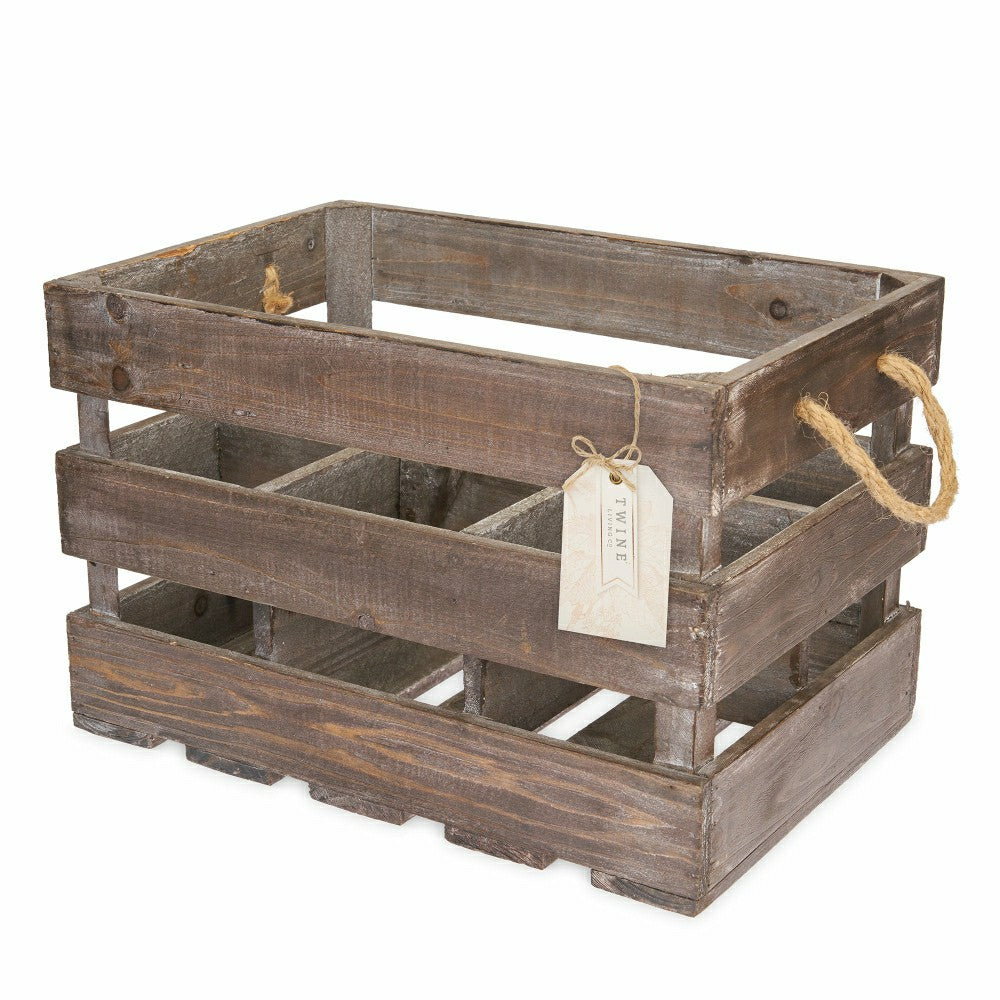 Wooden 6-Bottle Crate | Plow & Hearth