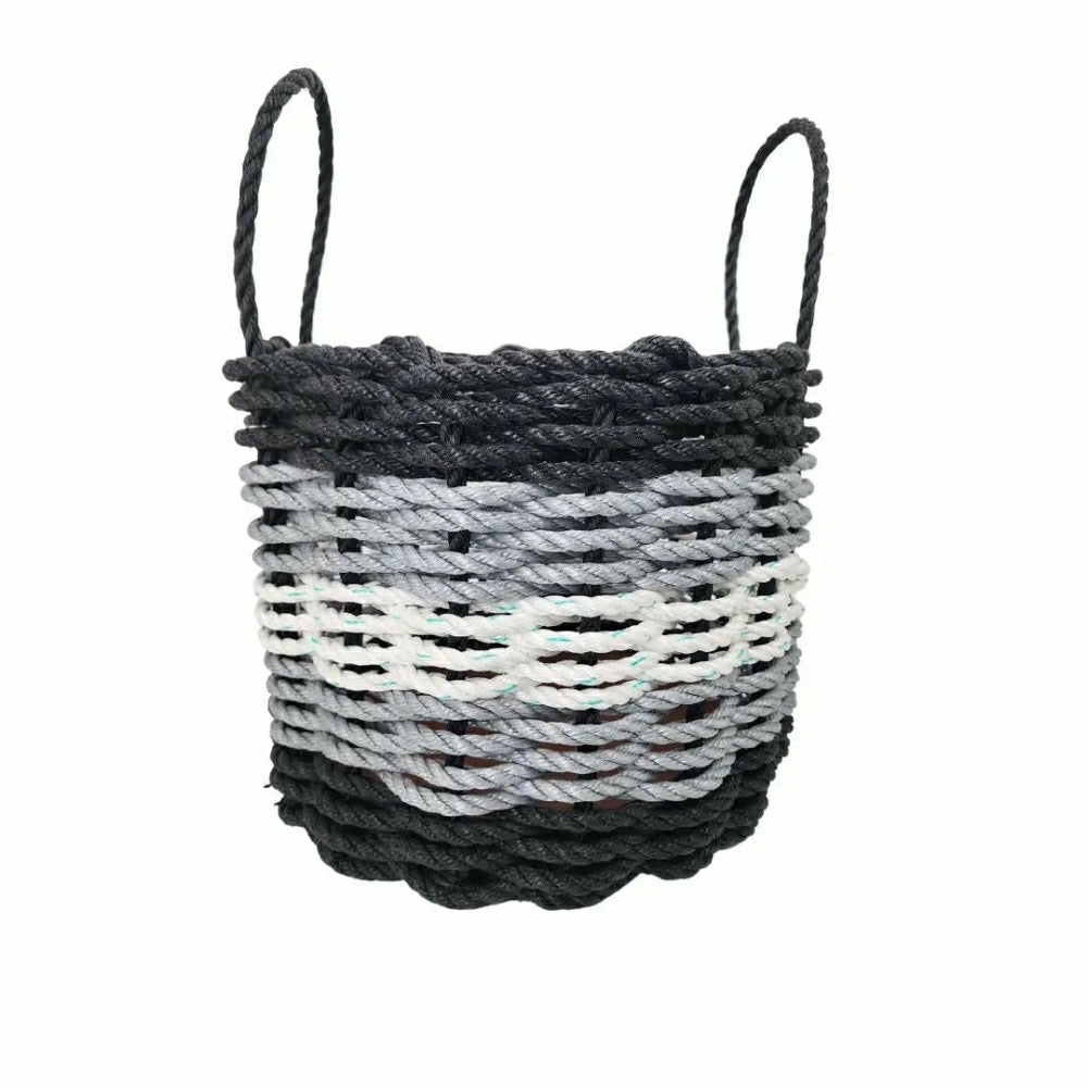 Five Stripe Rope Storage Basket Black, Gray and White | Plow & Hearth