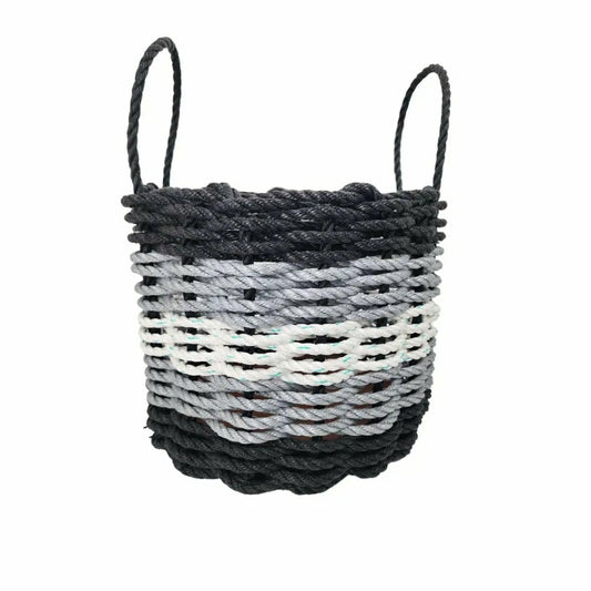 Five Stripe Rope Storage Basket Black, Gray and White | Plow & Hearth
