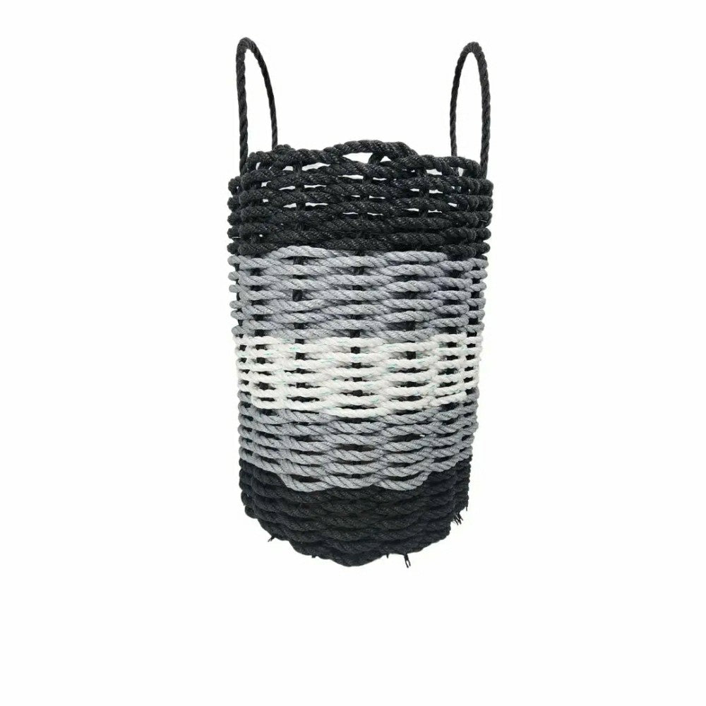 Five Stripe Rope Storage Basket Black, Gray and White | Plow & Hearth