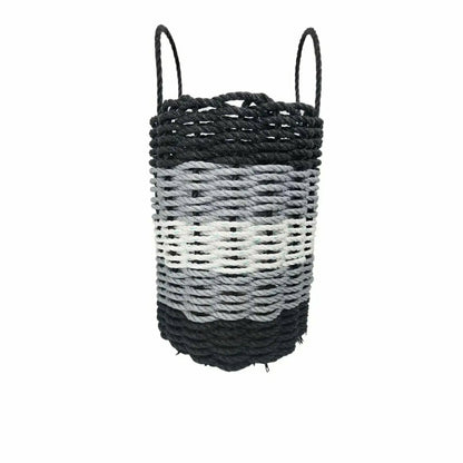 Five Stripe Rope Storage Basket Black, Gray and White | Plow & Hearth