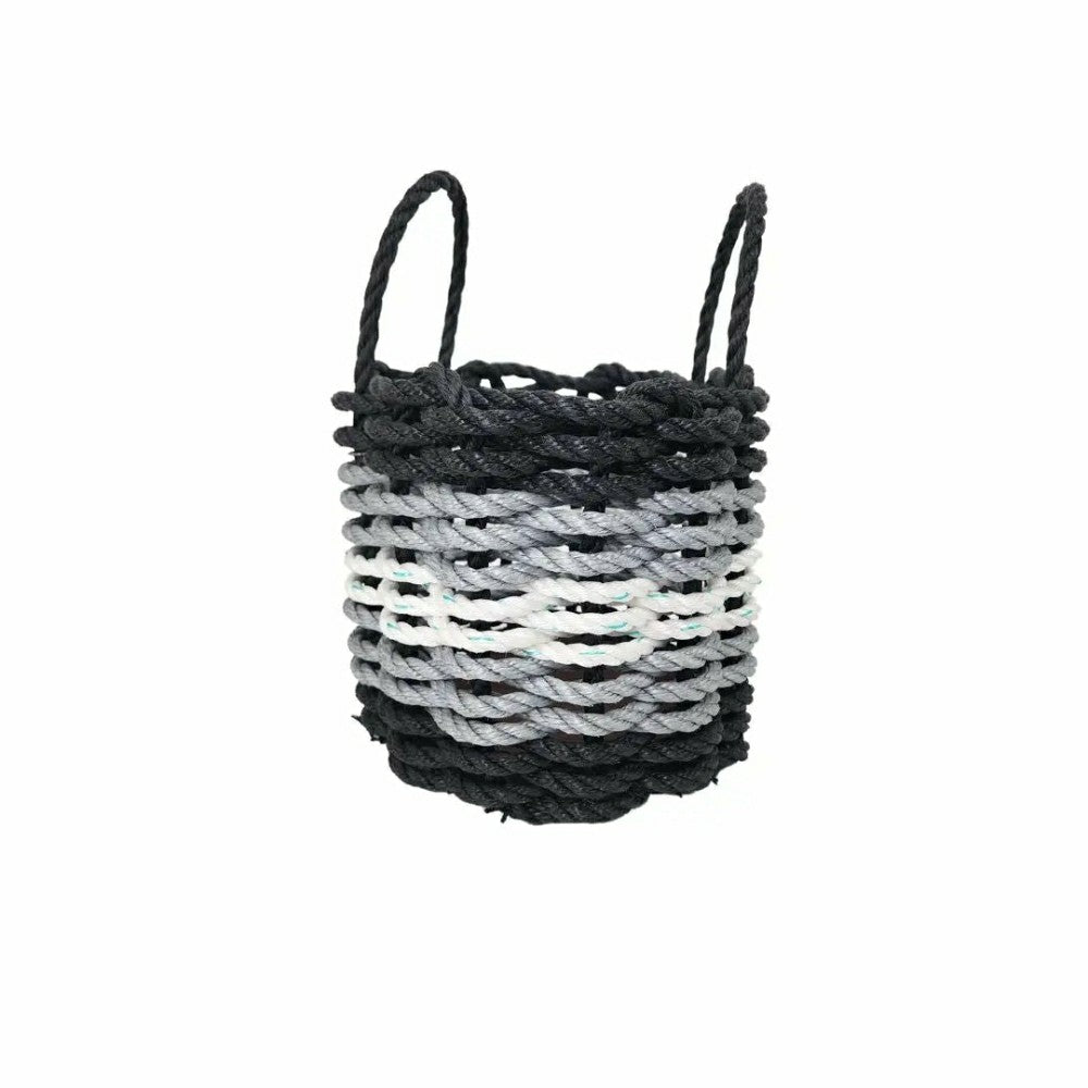 Five Stripe Rope Storage Basket Black, Gray and White | Plow & Hearth