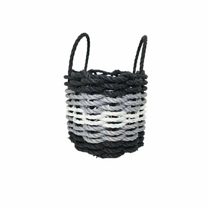 Five Stripe Rope Storage Basket Black, Gray and White | Plow & Hearth