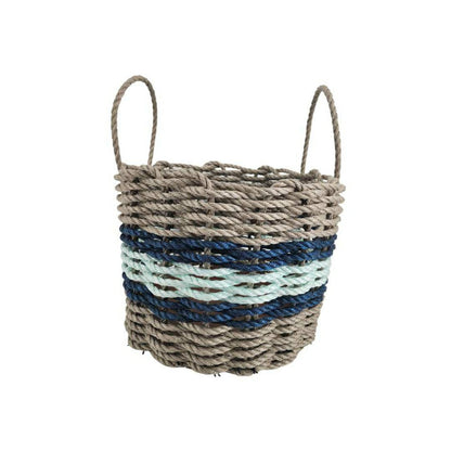 Lobster Rope Basket Tan and Seafoam, Navy Accents | Plow & Hearth