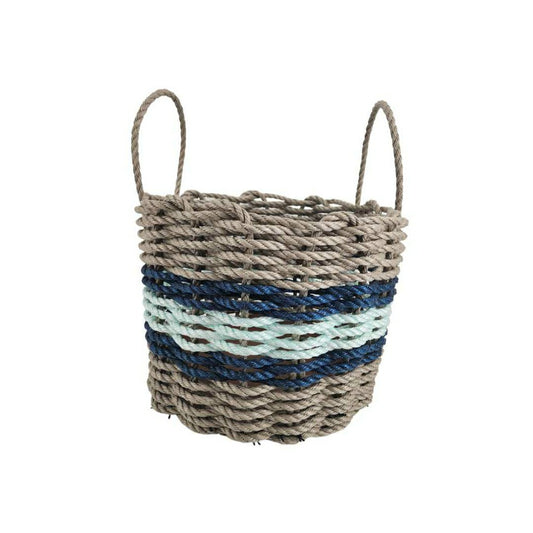 Lobster Rope Basket Tan and Seafoam, Navy Accents | Plow & Hearth
