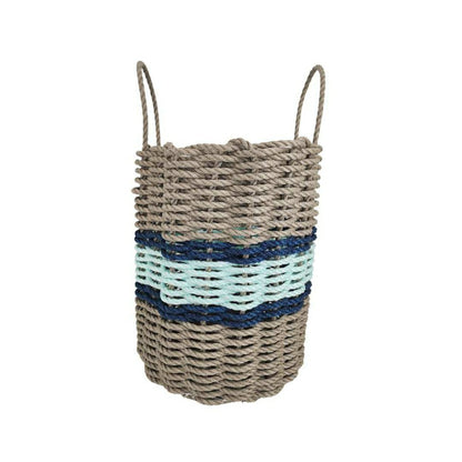 Lobster Rope Basket Tan and Seafoam, Navy Accents | Plow & Hearth