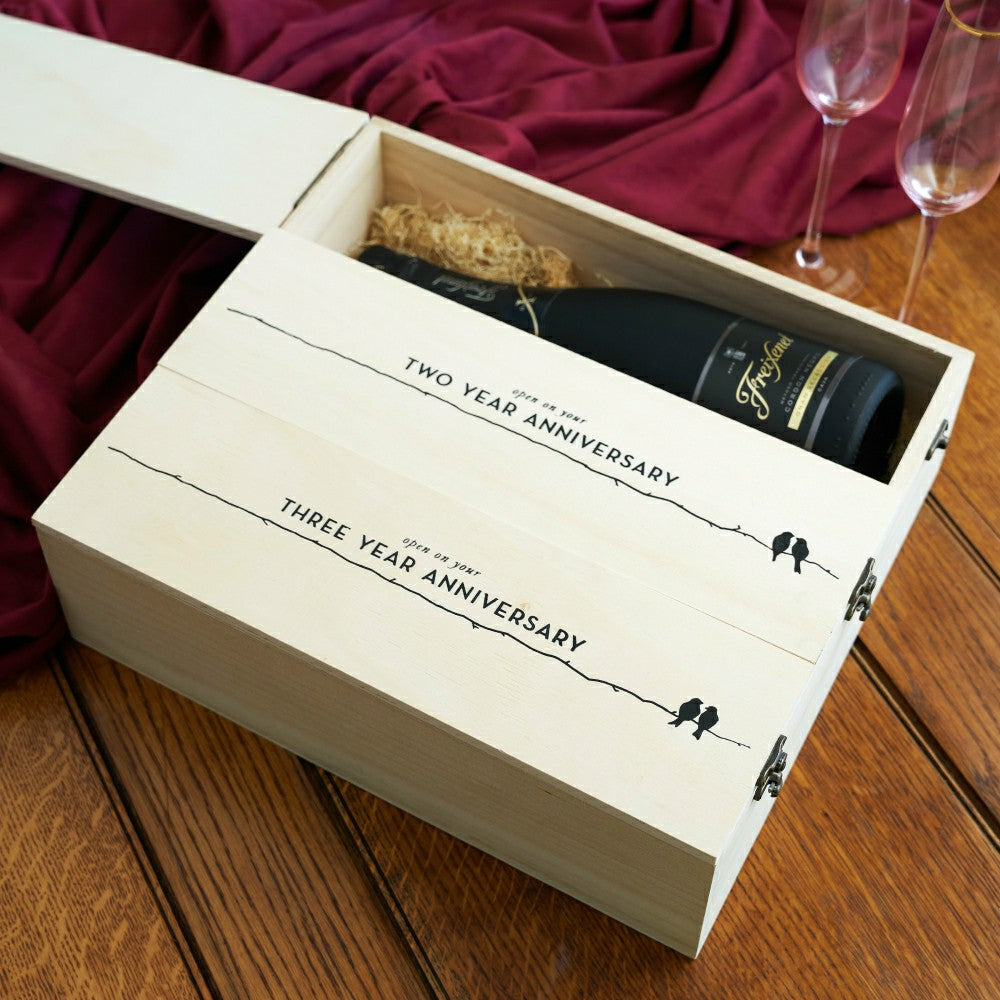 Newlyweds Anniversary Wooden Wine Box | Plow & Hearth