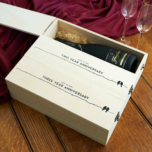 Newlyweds Anniversary Wooden Wine Box | Plow & Hearth