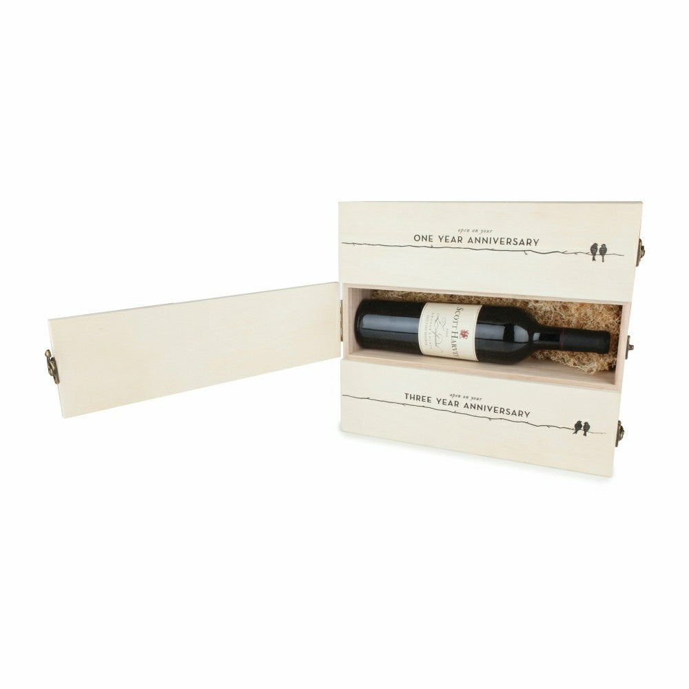 Newlyweds Anniversary Wooden Wine Box | Plow & Hearth