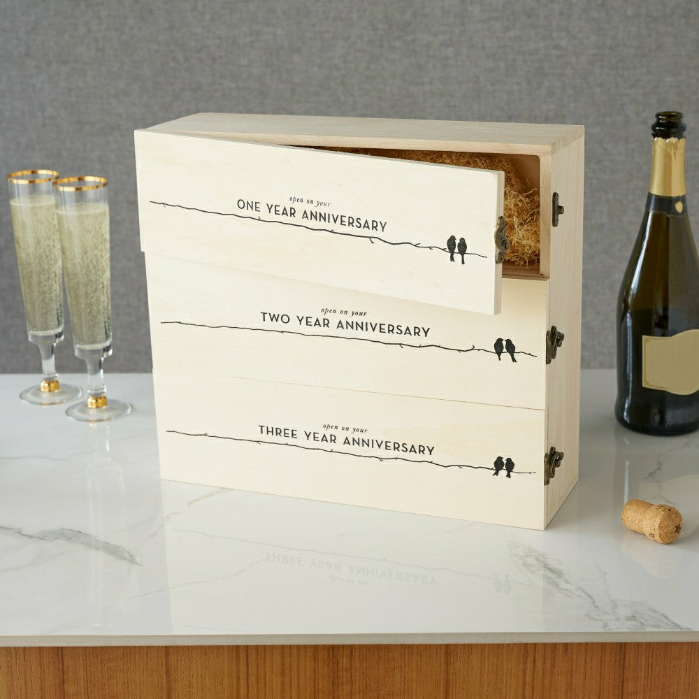 Newlyweds Anniversary Wooden Wine Box | Plow & Hearth