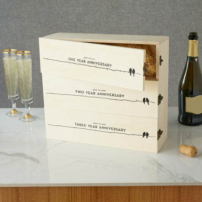 Newlyweds Anniversary Wooden Wine Box | Plow & Hearth