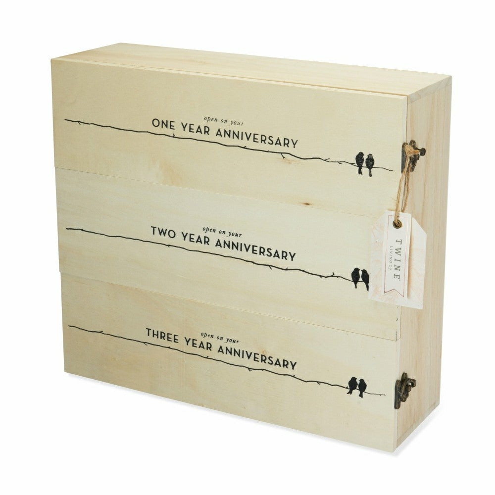 Newlyweds Anniversary Wooden Wine Box | Plow & Hearth