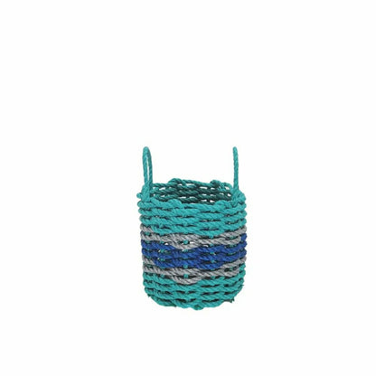 Authentic Maine Lobster Rope Storage Basket Teal and Blue with Light G | Plow & Hearth