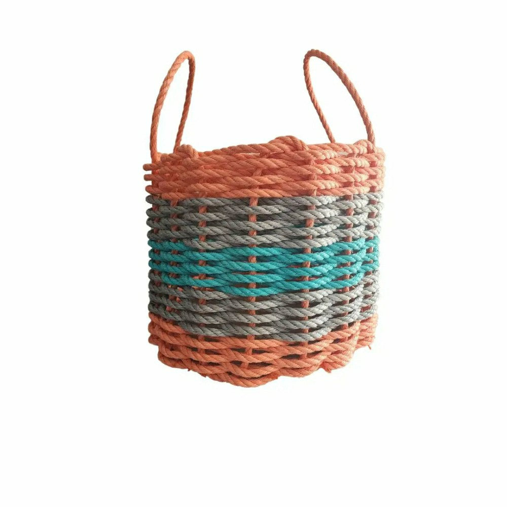 Five Stripe Rope Storage Basket Orange, Gray and Teal | Plow & Hearth